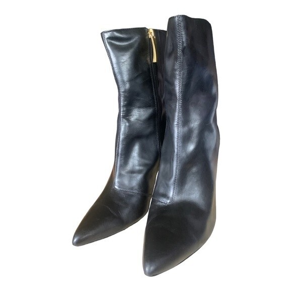 Donna Karan Ankle Boots Women's Size 9 Black Leather Pointy Toe High Heel Dress - Picture 7 of 11